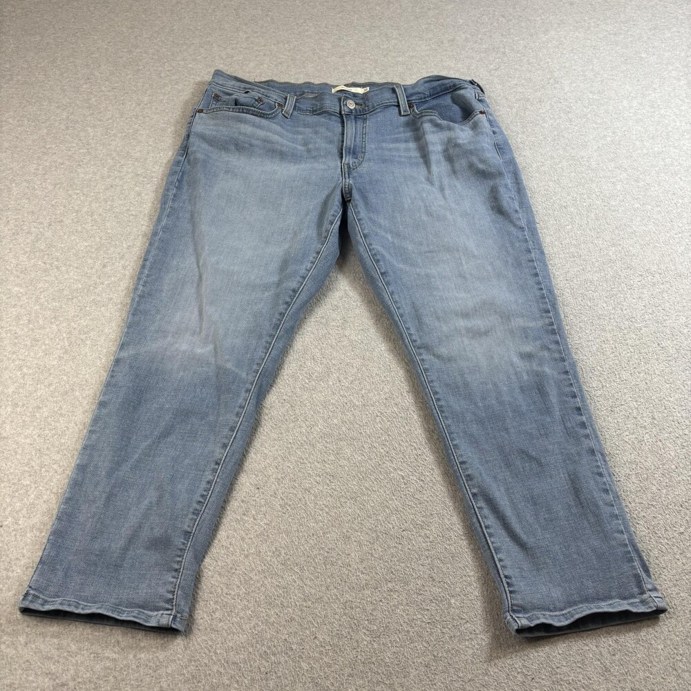 Levis Boyfriend Jeans Womens 33 Light Wash Blue Denim Stretch Ankle Cropped Prep